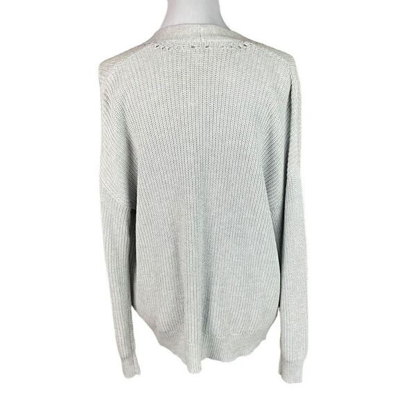 Abound Cardigan Open Front Grey Light Heather Drop Shoulder Ribbed Knit XS - Picture 2 of 10